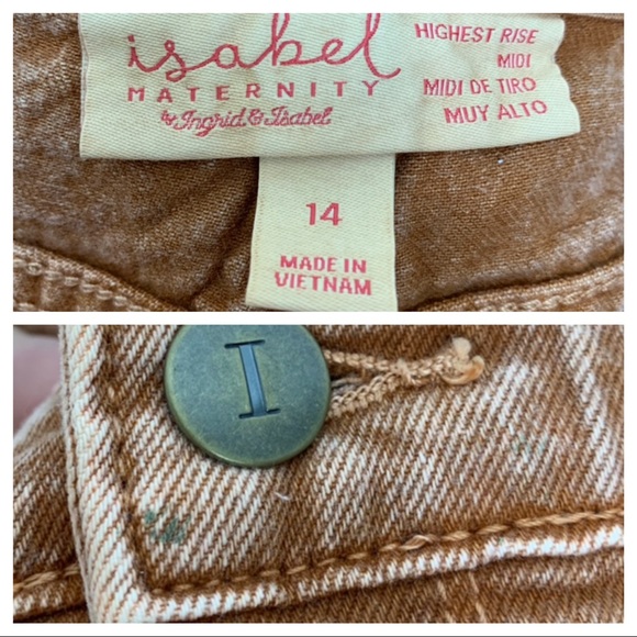 Isabel Maternity Acid Wash Carpenter Highest Rise Shorts Comfort Stretch New Nwt - Picture 12 of 12